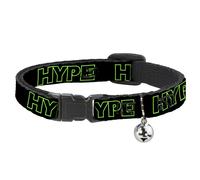 Cat Collar Breakaway with Bell HYPE Outline Black/Neon Green NARROW Fits 8.5-12"