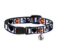 Cat Collar Breakaway with Bell I HEART COLORADO SKIING Logos/Mountain NARROW Fit