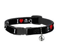 Cat Collar Breakaway with Bell I "Heart House Music" NARROW Fits 8.5-12"