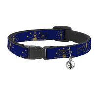 Cat Collar Breakaway with Bell Indiana Flag/Torch CLOSE-UP Navy Blue/Gold NARROW