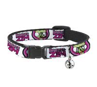 Cat Collar Breakaway with Bell INVADER ZIM Title Logo and GIR Pose Close-Up Whit