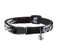 Cat Collar Breakaway with Bell IT CHAPTER TWO Pennywise Face CLOSE-UP Black/Red/