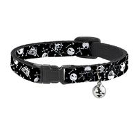 Cat Collar Breakaway with Bell Jack Expressions/Bones Scattered Black/White NARR