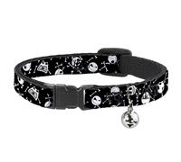 Cat Collar Breakaway with Bell Jack Expressions/Bones Scattered Black/White NARR
