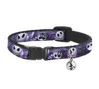 Cat Collar Breakaway with Bell Jack Expressions/Ghosts in Cemetery Purples/Grays