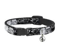 Cat Collar Breakaway with Bell Jack & Oogie Boogie Scenes Grays NARROW Fits 8.5-