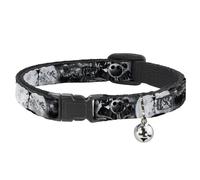 Cat Collar Breakaway with Bell Jack & Oogie Boogie Scenes Grays NARROW Fits 8.5-