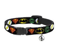 Cat Collar Breakaway with Bell Justice League Superhero Logos NARROW Fits 8.5-12