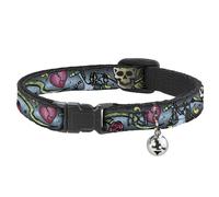 Cat Collar Breakaway with Bell Live Hard Die Young CLOSE-UP Turquoise NARROW Fit