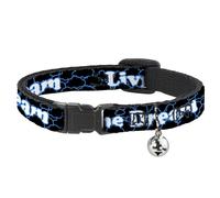Cat Collar Breakaway with Bell LIVING THE DREAM/Clouds Black/Blue/White NARROW F