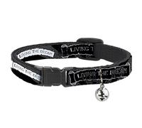 Cat Collar Breakaway with Bell LIVING THE DREAM Scroll Gray/Black/White NARROW F