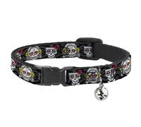 Cat Collar Breakaway with Bell Los Novios Black/Gray/White/Multi Color NARROW Fi