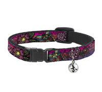 Cat Collar Breakaway with Bell Love Kills CLOSE-UP Pink NARROW Fits 8.5-12"