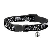 Cat Collar Breakaway with Bell Lucky Black/White NARROW Fits 8.5-12"