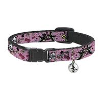 Cat Collar Breakaway with Bell Lucky CLOSE-UP Pink NARROW Fits 8.5-12"