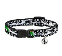 Cat Collar Breakaway with Bell Marvin the Martian Expressions Stacked White/Blac
