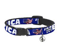 Cat Collar Breakaway with Bell 'MERICA/USA Silhouette Blue/White/US Flag NARROW