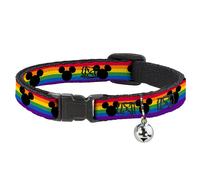 Cat Collar Breakaway with Bell Mickey Mouse Ears Icon Rainbow Pride Flag NARROW