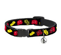 Cat Collar Breakaway with Bell Mickey Mouse Shorts and Shoes Black/Red/Yellow NA