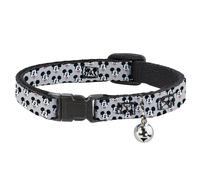 Cat Collar Breakaway with Bell Mickey Mouse Smiling Face Monogram Gray NARROW Fi