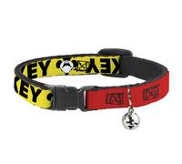 Cat Collar Breakaway with Bell MICKEY Smiling Up Pose Flip/Buttons Yellow/Black/