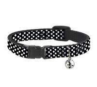Cat Collar Breakaway with Bell Micro Polka Dots2 Black/White NARROW Fits 8.5-12"