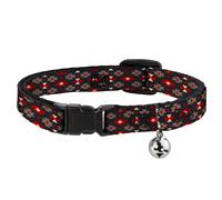 Cat Collar Breakaway with Bell Mini Navajo Black/Gray/Red/White NARROW Fits 8.5-
