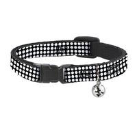 Cat Collar Breakaway with Bell Mini Polka Dots Black/White NARROW Fits 8.5-12"