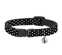 Cat Collar Breakaway with Bell Mini Stars3 Black/White NARROW Fits 8.5-12"