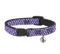 Cat Collar Breakaway with Bell Minnie Mouse Ears Monogram/Dots Purple/White NARR
