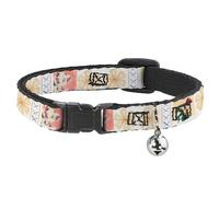 Cat Collar Breakaway with Bell Moana Pua and Hei Hei Pose Blocks White/Multi Col