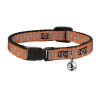 Cat Collar Breakaway with Bell Mr. Meeseeks Poses Flip Orange NARROW Fits 8.5-12