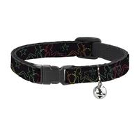 Cat Collar Breakaway with Bell Mud Flap Girls w/Star Outline Black/Multi Color N
