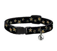 Cat Collar Breakaway with Bell Multi Stars Black/Leopard/Baby Blue Outline NARRO