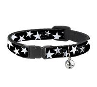 Cat Collar Breakaway with Bell Multi Stars Black/White/Black/White Outline NARRO