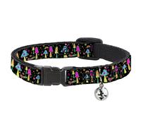 Cat Collar Breakaway with Bell Mushroom SHROOMY Garden Black/Multi Color NARROW