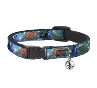 Cat Collar Breakaway with Bell Nemo & Dory Poses NARROW Fits 8.5-12"