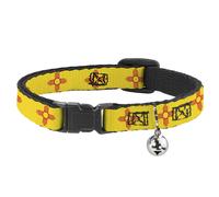 Cat Collar Breakaway with Bell New Mexico Flag Yellow/Red NARROW Fits 8.5-12"