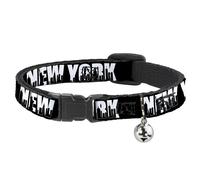 Cat Collar Breakaway with Bell NEW YORK Bold/Skyline Silhouette Black/White/Blac