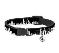 Cat Collar Breakaway with Bell New York Solid Skyline Black/White NARROW Fits 8.