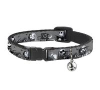 Cat Collar Breakaway with Bell Nightmare Before Christmas Jack & Sally Cemetery