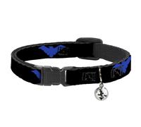 Cat Collar Breakaway with Bell Nightwing Logo Black/Blue NARROW Fits 8.5-12"
