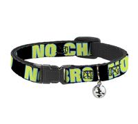 Cat Collar Breakaway with Bell NO CHANCE BRO Black/Turquoise/Green NARROW Fits 8