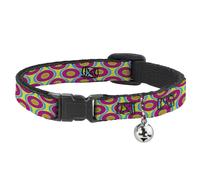 Cat Collar Breakaway with Bell Ogee Lime/Blue/Fuchsia/Orange NARROW Fits 8.5-12"