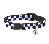 Cat Collar Breakaway with Bell Olde Scotland Yard Checker Midnight Blue/White NA