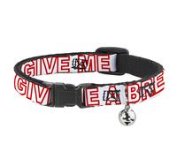 Cat Collar Breakaway with Bell OMG…GIVE ME A BREAK White/Red NARROW Fits 8.5-