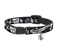 Cat Collar Breakaway with Bell Only God Can Judge Me Black/White NARROW Fits 8.5