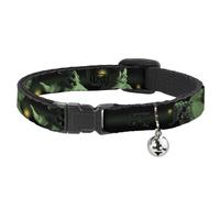 Cat Collar Breakaway with Bell Oogie Boogie 4-Poses Black/Yellow/Green NARROW Fi