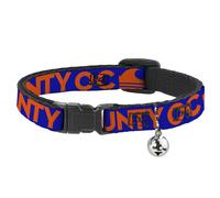 Cat Collar Breakaway with Bell ORANGE COUNTY/Wave Icon Blue/Orange NARROW Fits 8