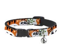 Cat Collar Breakaway with Bell Panda w/Tiger Hat NARROW Fits 8.5-12"